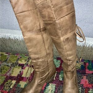 Rocket Dog Tan Over the Knee Boots with Slouchy Design and Rounded Toe